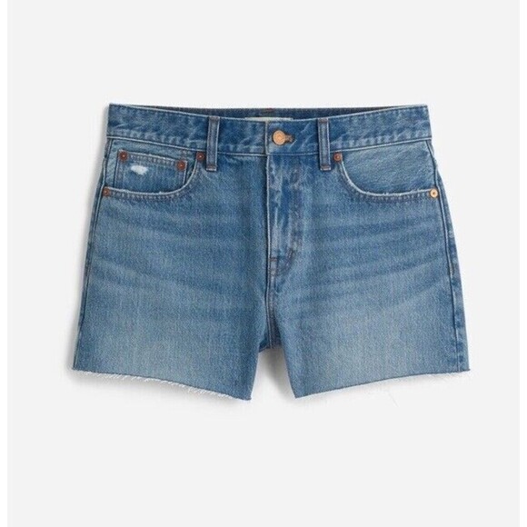 MADEWELL Relaxed Mid-Length Denim Jean Shorts Size 24 NWT Raw Hem Casual - Picture 4 of 13